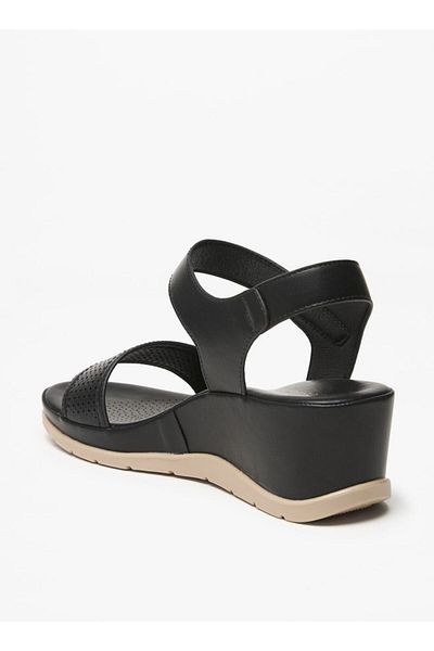 Le Confort Textured Wedge Heel Sandals with Hook and Loop Closure