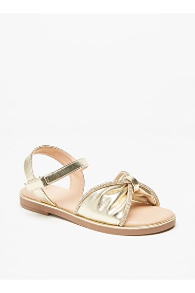 Celeste Girls' Bow Detail Sandals with Hook and Loop Closure