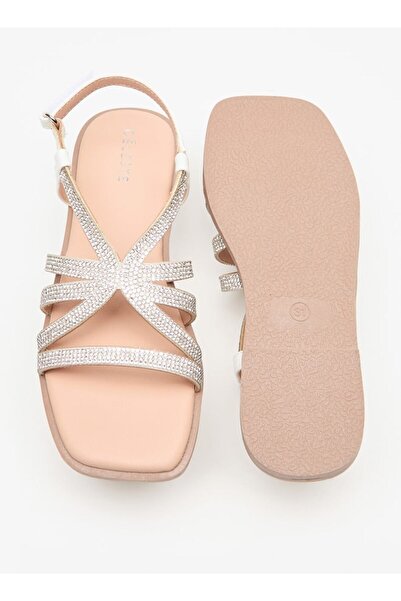 Celeste Girls' Embellished Flat Sandals with Hook and Loop Closure