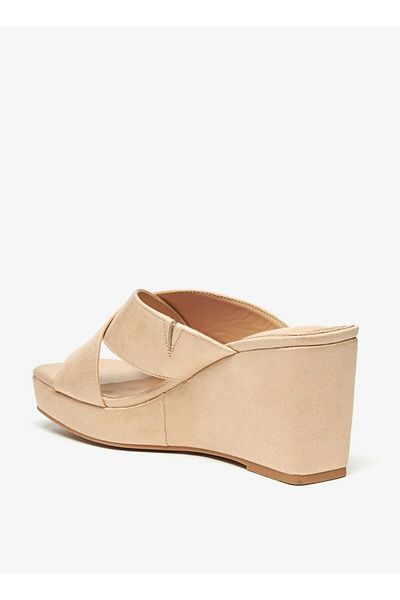 Celeste Women's Cross Strap Slip-On Sandals with Wedge Heels