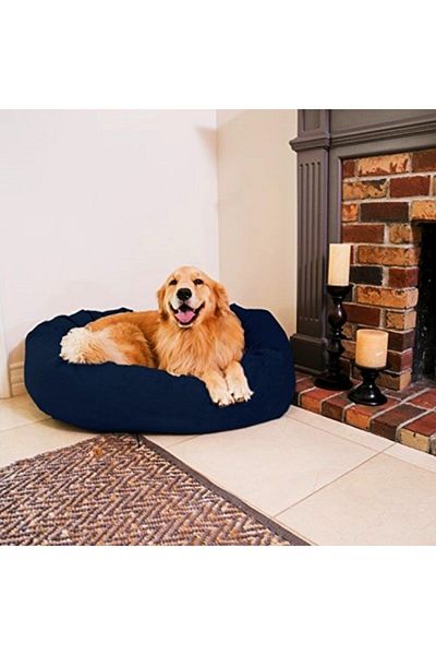 Patili Evler Indoor Large Size Dog Bed with Bone Cushion - 60x90 Cm - Navy Blue-