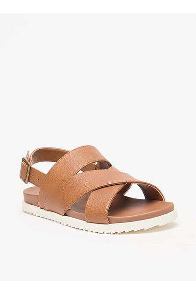 Mister Duchini Cross Strap Sandals with Buckle Closure