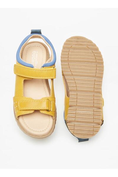 Mister Duchini Panelled Sandals with Hook and Loop Closure