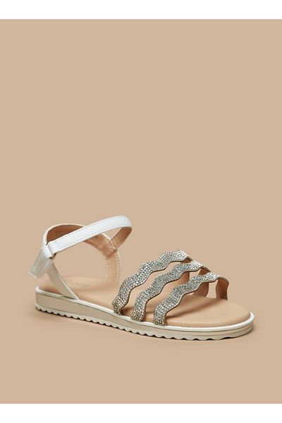 Celeste Girls' Embellished Sandals with Hook and Loop Closure