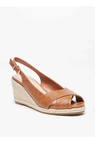 Celeste Women's Solid Ankle Strap Sandals with Buckle Closure and Wedge Heels