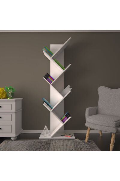 Ninnimo Sarmaşık Mdf Beyaz Kitaplık ,ofis Kitaplığı ,çalışma Odası Rafı ,yedi...