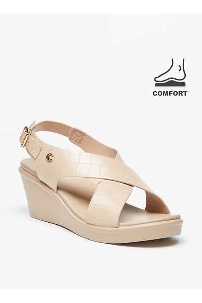 Le Confort صندل مريح بحزام متقاطع وكعب عريض