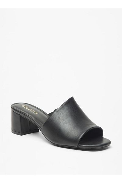 Celeste Women's Solid Slip-On Sandals with Block Heels