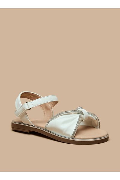 Celeste Girls' Bow Detail Sandals with Hook and Loop Closure