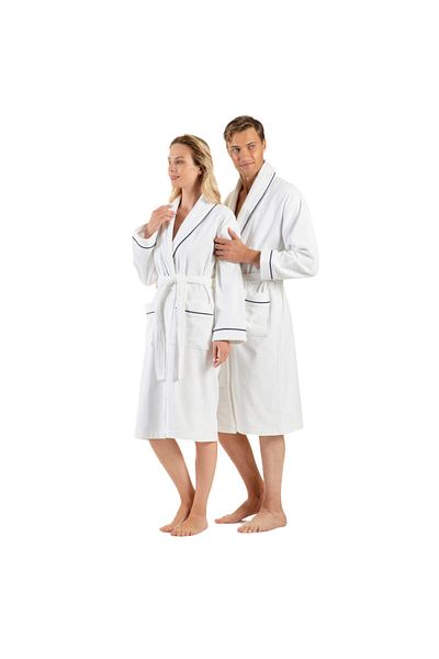 English Home Bademantel Damen, Bademantel Herren, Unisex 100% türkische Baumwolle Frottee Bademantel mit Pipi
