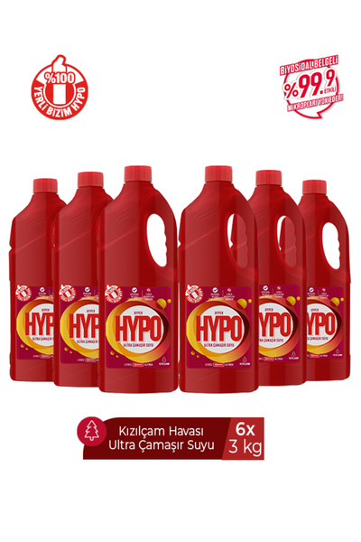 Hyper Hypo ULTRA KIVAMLI ÇAMAŞIR SUYU KIZILÇAM 3 KG X 6 ADET