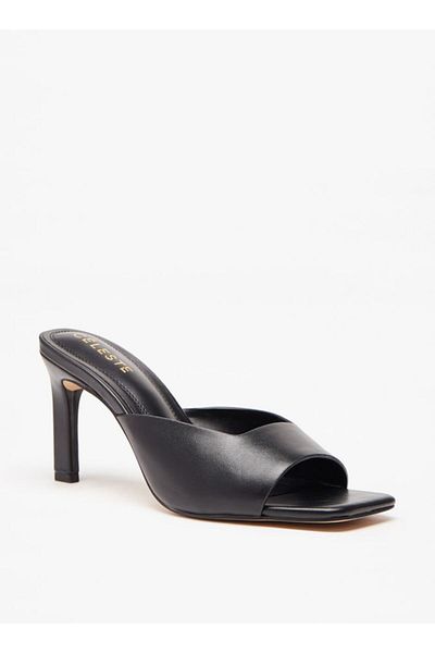 Celeste Women's Solid Slip-On Sandals with Stiletto Heels