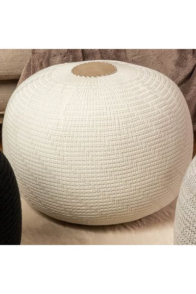English Home Pouf Hocker, Runder Pouf, Sitzhocker, Pouffe, Fußhocker, Strickpouf Hocker für Wohnzimmer