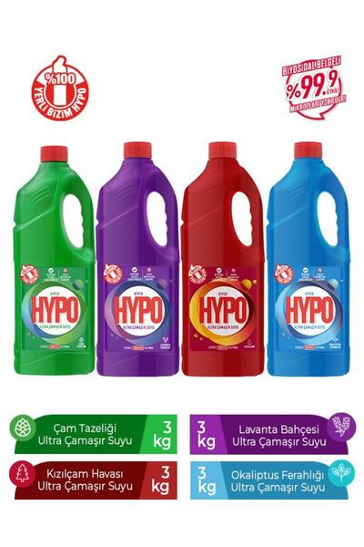 Hyper Hypo ULTRA ÇAMAŞIR SUYU 4 FARKLI KOKU 3 KG X 4 ADET