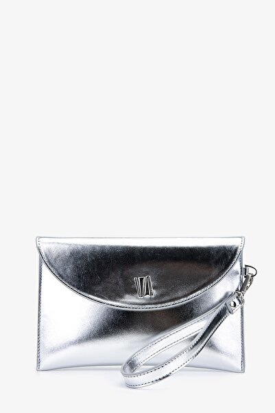 Valmenti Дамска веган чанта тип портфейл в сребрист цвят