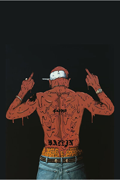 hediyeniburadabul Tupac Temalı Retro Ahşap Poster