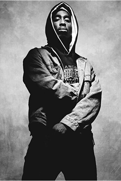 hediyeniburadabul Poster retro din lemn cu tematică Tupac