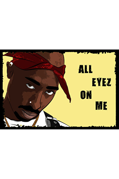 hediyeniburadabul Ρετρό ξύλινη αφίσα με θέμα τον Τούπακ