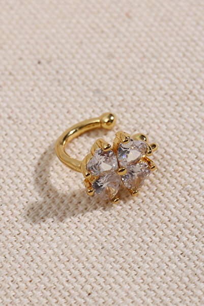 Süspüs Accessories Yonca Figürlü Gold Renk Kıkırdak Küpe