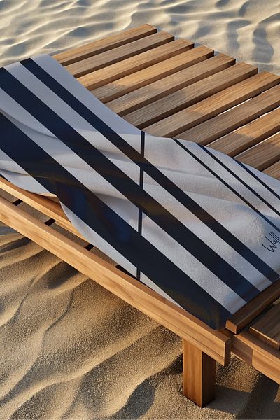 WALLHANG 75x150 cm Gray Striped Beach Towel