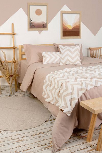 HAMUR Bohemian Punch Patterned Bed Runner Throw Pillow Set - Beige