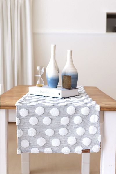 HAMUR Punch Gray Washable Tableware and Table Runner - for Living Room, Kitchen and Coffee Table