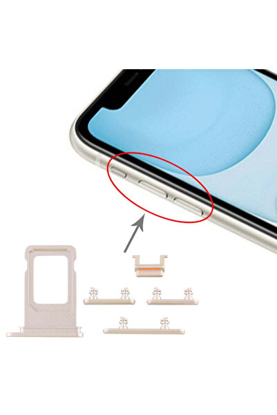indirimplus iPhone 11 Sim Kart Tepsisi + Yan Anahtar(Beyaz)