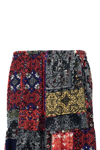 Oppland Spring Flower Patterned Comfortable Women's Skirt - Viscose, Elastic Waist, Split