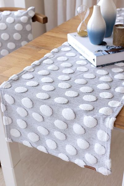 HAMUR Punch Gray Washable Tableware and Table Runner - for Living Room, Kitchen and Coffee Table