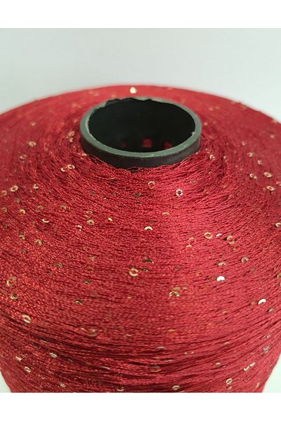 İPLİKOUTLET Dark Red Gold Sequin Rope 200 grams