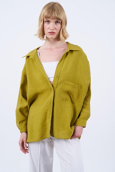 Suzi butik Cămașă oversize muștar pentru damă - cu croiala lejeră