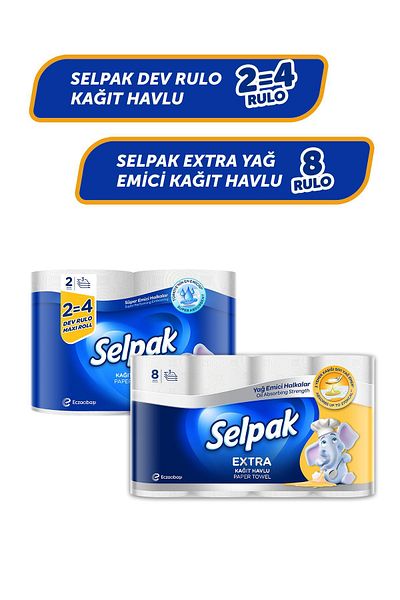 Selpak Giant Roll 2=4 and 8 Rolls Paper Towels - Extra Oil Absorbing