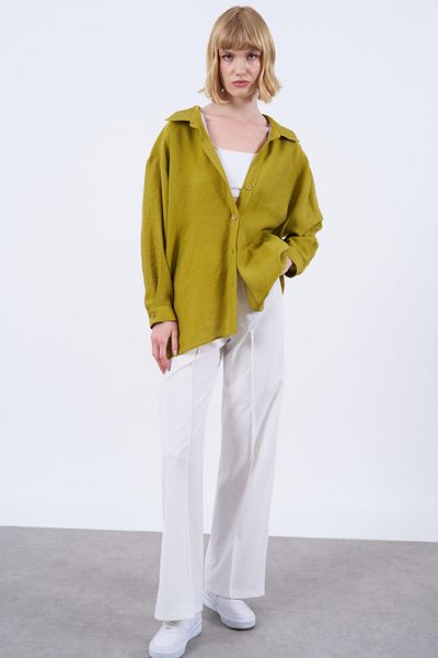 Suzi butik Cămașă oversize muștar pentru damă - cu croiala lejeră