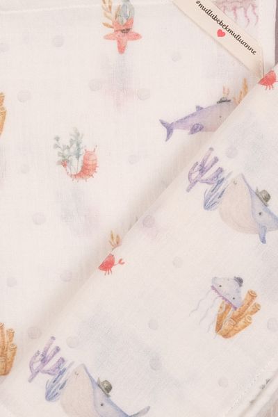 Soothe&Sleep Organic Certified Cute Sea Muslin Blanket - 100% Cotton