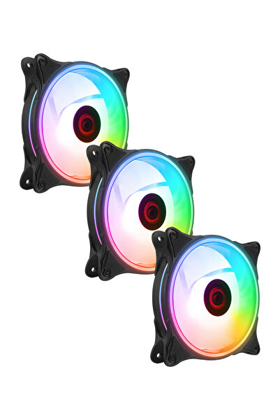 Rampage GLARE F50 38CFM 1200RPM 12cm Rainbow 3P+4P Molex Soketli Siyah 3 LÜ S...