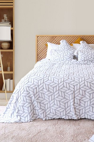 HAMUR Scandinavian Bedspread Set Double Set Bohemian Punch Ponch Pattern Lotus Gray