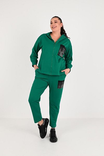 Koza Butik Дамски спортен костюм с джобове тип „камък“ за големи размери - 8039-24