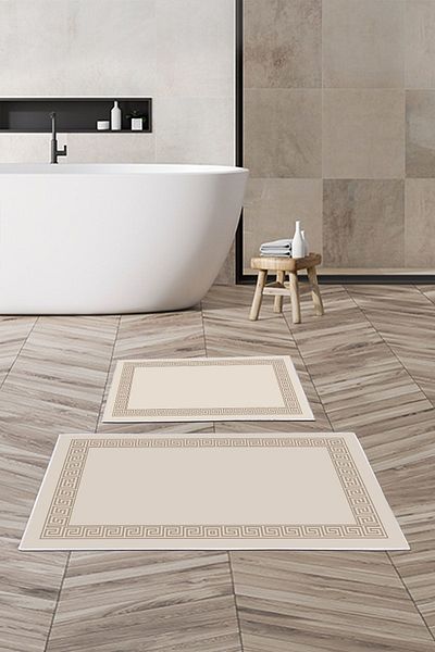Alanur Home Alanur Trend Non-Slip Base Digital Bathroom Set Kt493 Cream
