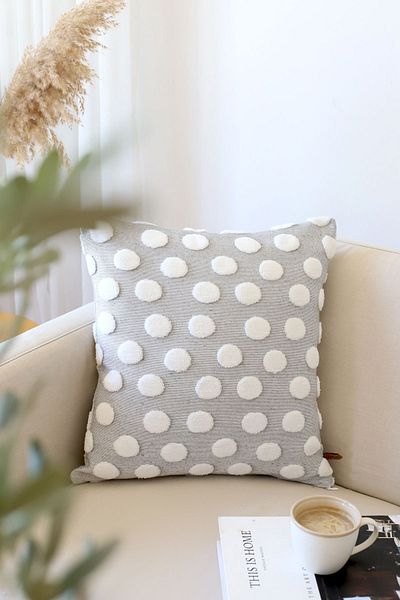 HAMUR Bohémský speciální design Punch Punch Pattern Dekorativní přehozový povlak na polštář Šedá