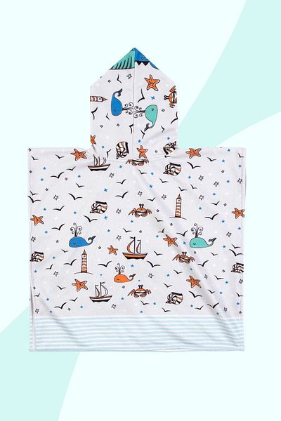 HAMUR Baby Kids Poncho Beach Towel Marine