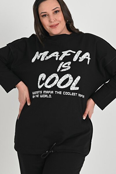 Koza Butik Γυναικείο Σετ φόρμας μεγάλου μεγέθους M Print Detailed 8074-25