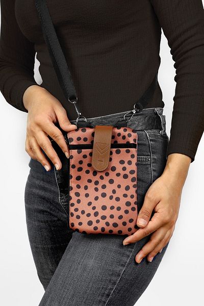 HAMUR Women's Cross Strap Wallet Shoulder Bag with Phone Compartment Leather Cover Point
