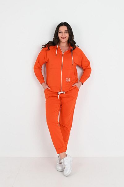 Koza Butik Дамски анцуг с цип и щампи с камъни голям размер - 8037-24