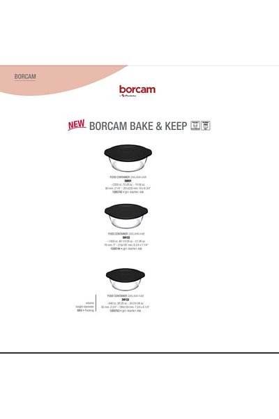 kitchenboost Black Pyrex Oven Pot - 3 Piece Storage Container with Lid, Pasabahce Lid