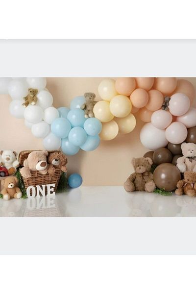 Deniz Party Store Soft Colored Brown Macaron - Balloon Chain 61 Pieces
