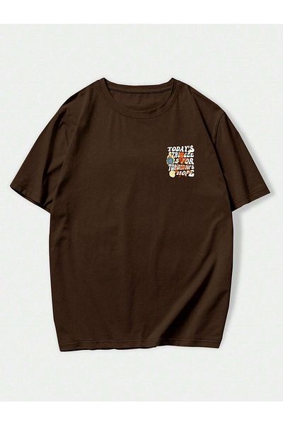 Mad&Calf Unisex Today's Struggle εμπριμέ υπερμεγέθη καφέ μπλουζάκι