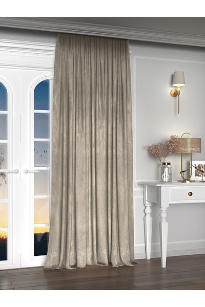 Yakamoz Velvet Look Stone Color Island Background Cortina suplimentară Velvet Touch Series