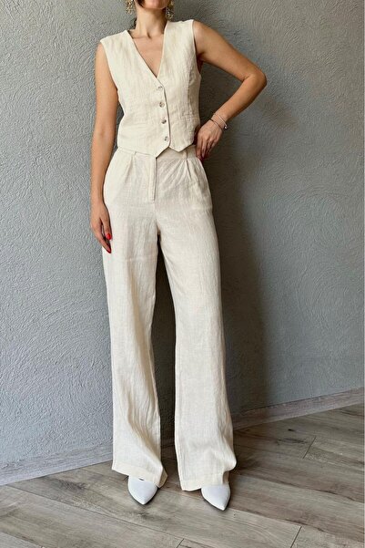 Suziş طقم سترة وبنطلون نسائي كتان - 7156