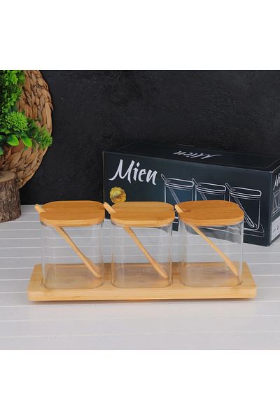 MİEN Mien 3-Piece Square Glass Spice Bowl Set