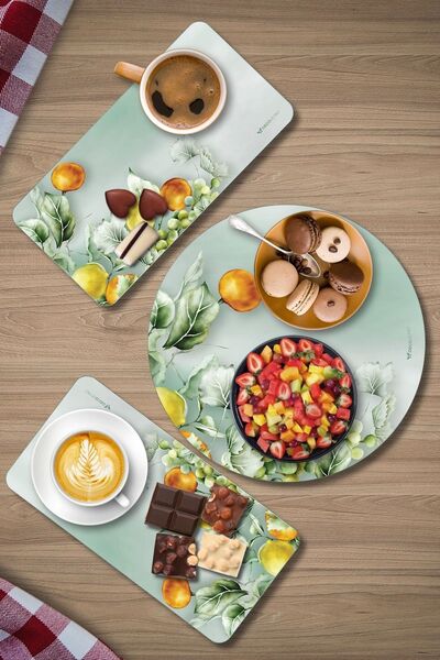 Decovetro Set of 3 Vintage Fruits Round - Glass Presentation Serving Plates